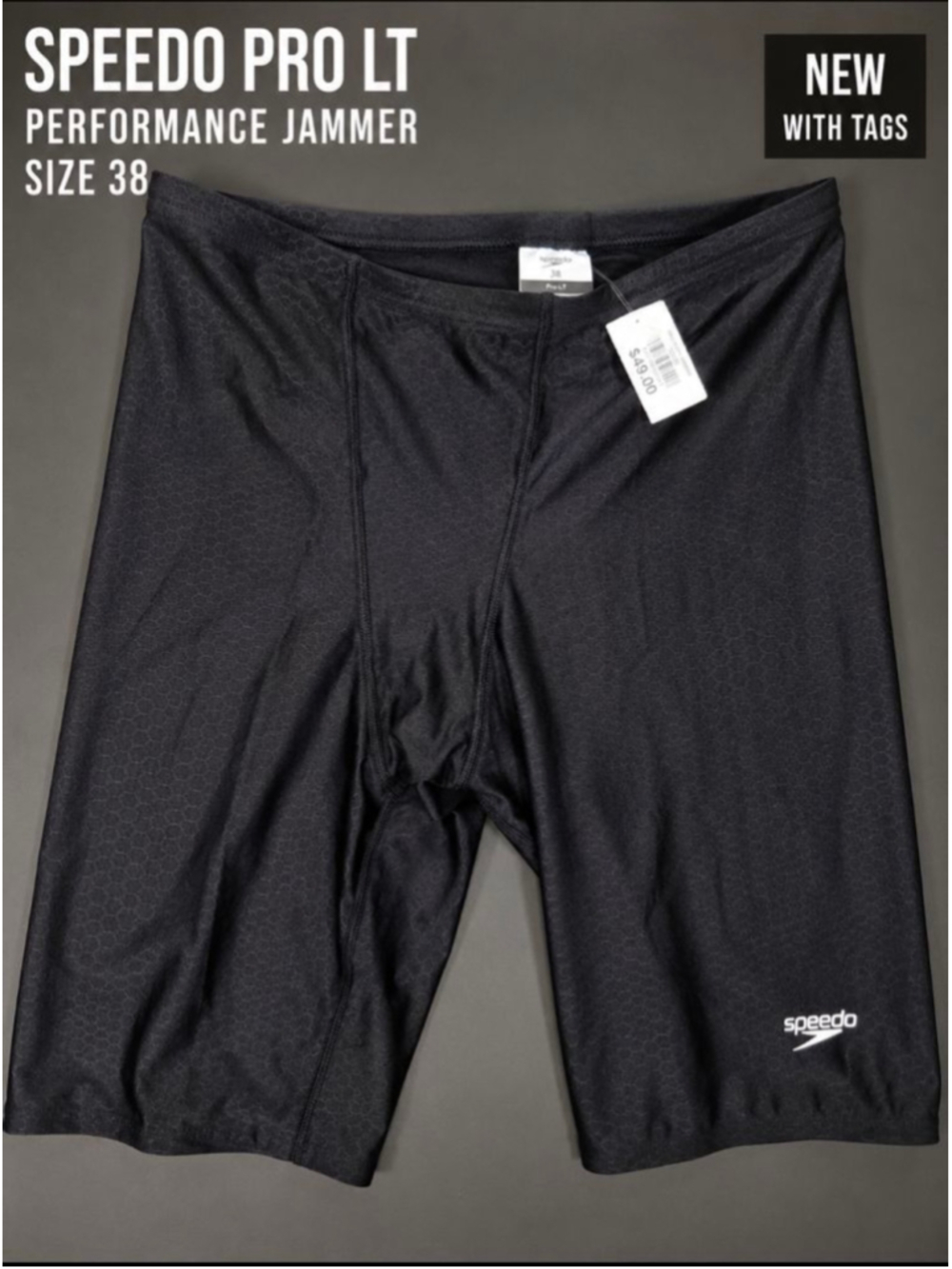 Speedo Pro LT Jammer Swim Shorts Black Size 38 Performance Compression Swimwear